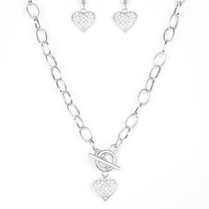 Paparazzi Jewelry - Harvard Hearts - White Rhinestone Necklace Set Paparazzi Jewelry - Harvard Hearts - White Rhinestone Necklace Set